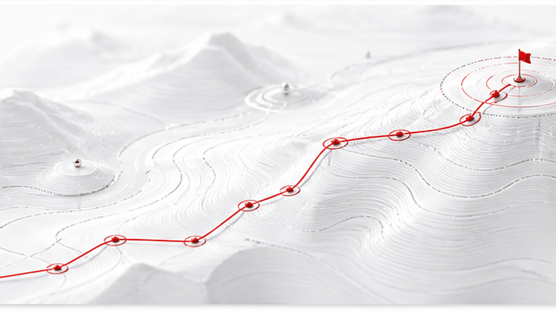 White topographic strategy field illustrating the workflow terrain Service-as-Software covers in marketing reporting